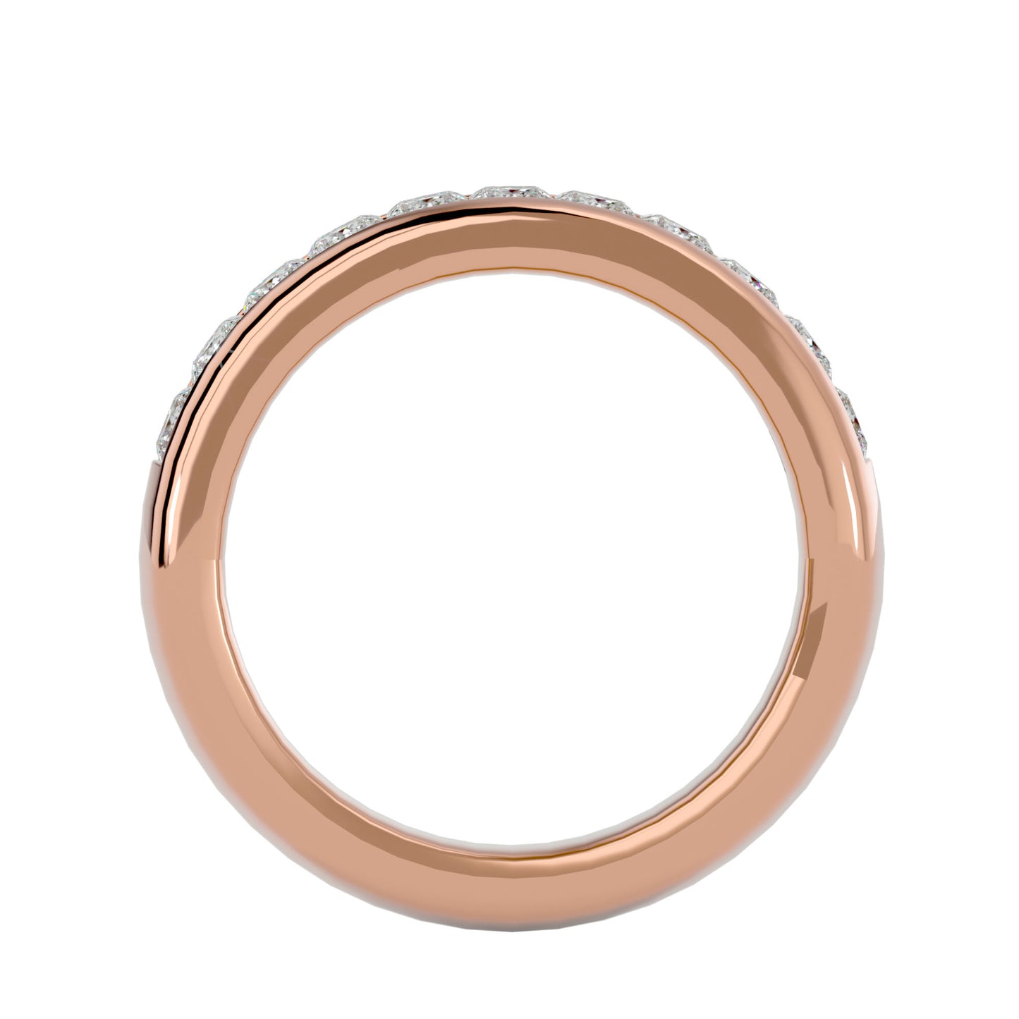 Bold princess channel half diamond eternity ring