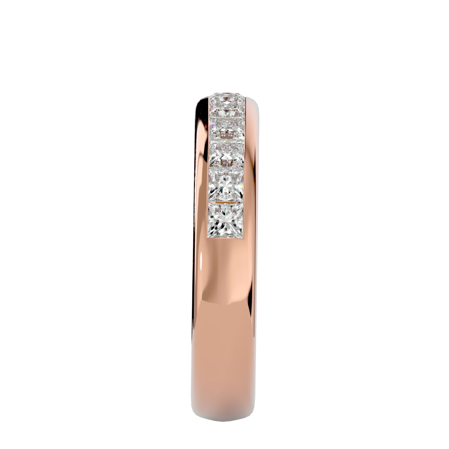 Bold princess channel half diamond eternity ring
