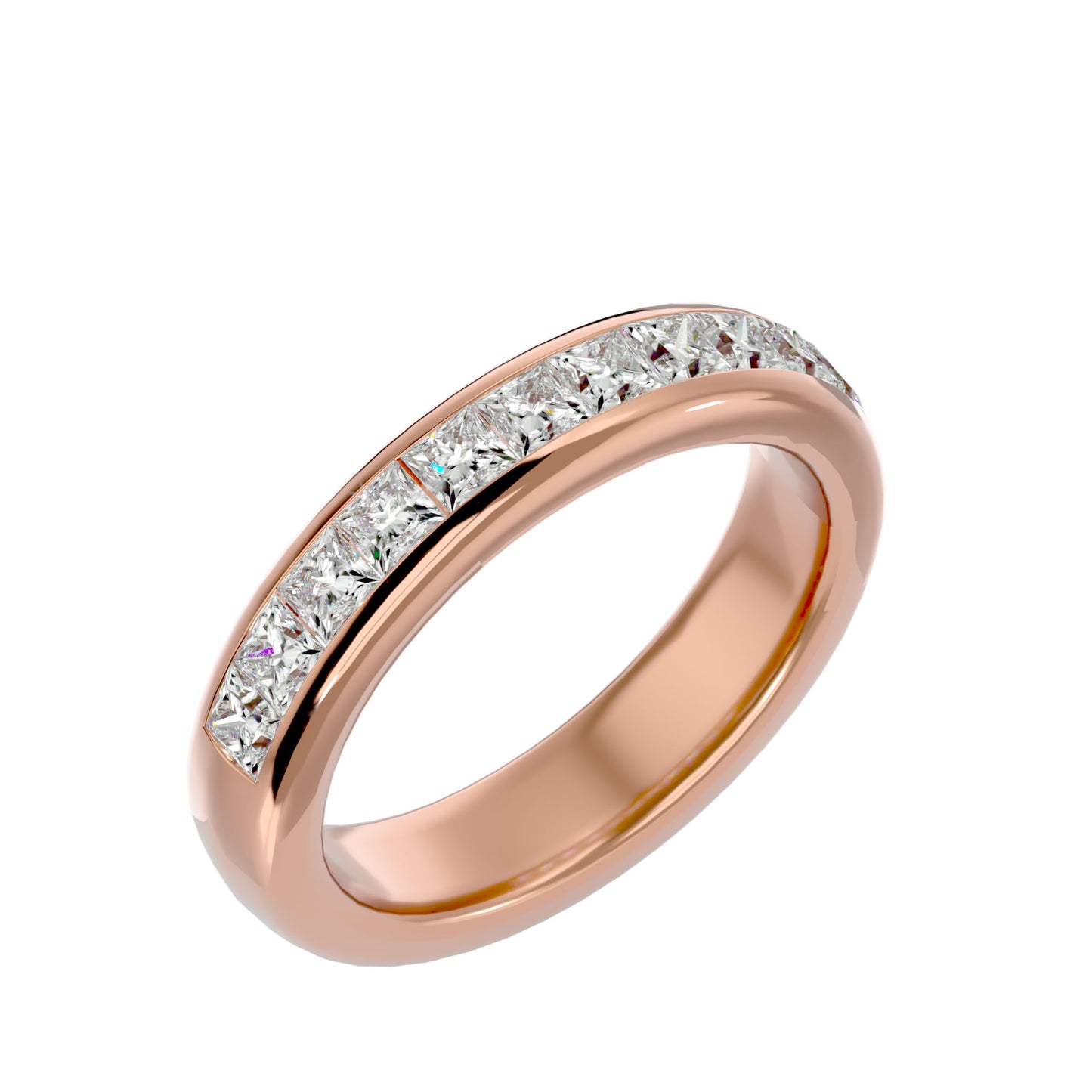 Bold princess channel half diamond eternity ring