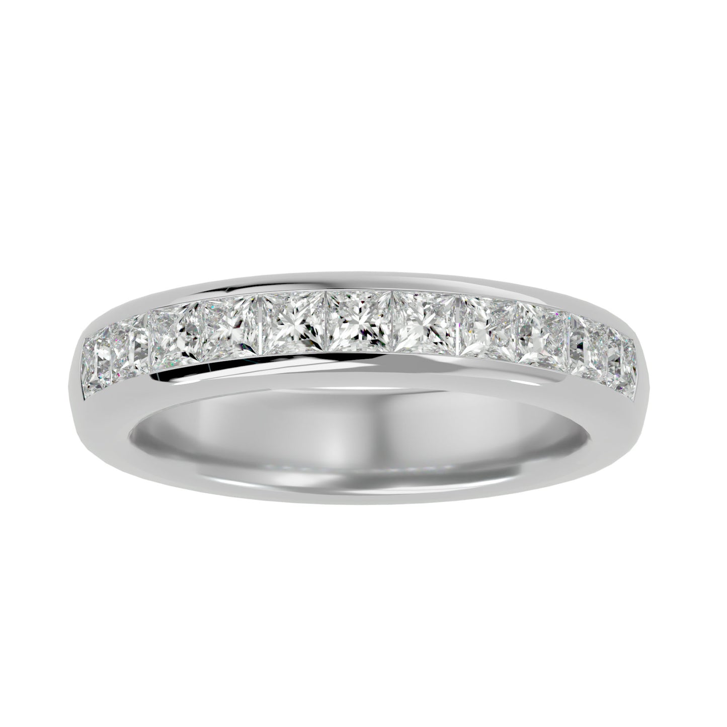 Bold princess channel half diamond eternity ring