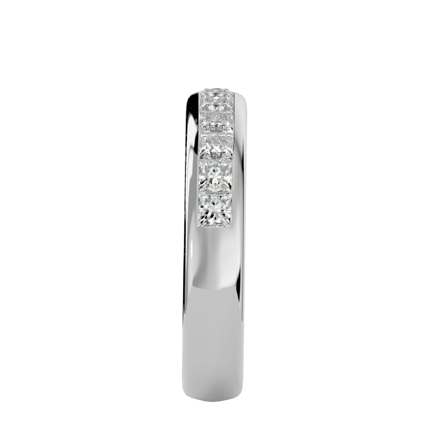 Bold princess channel half diamond eternity ring