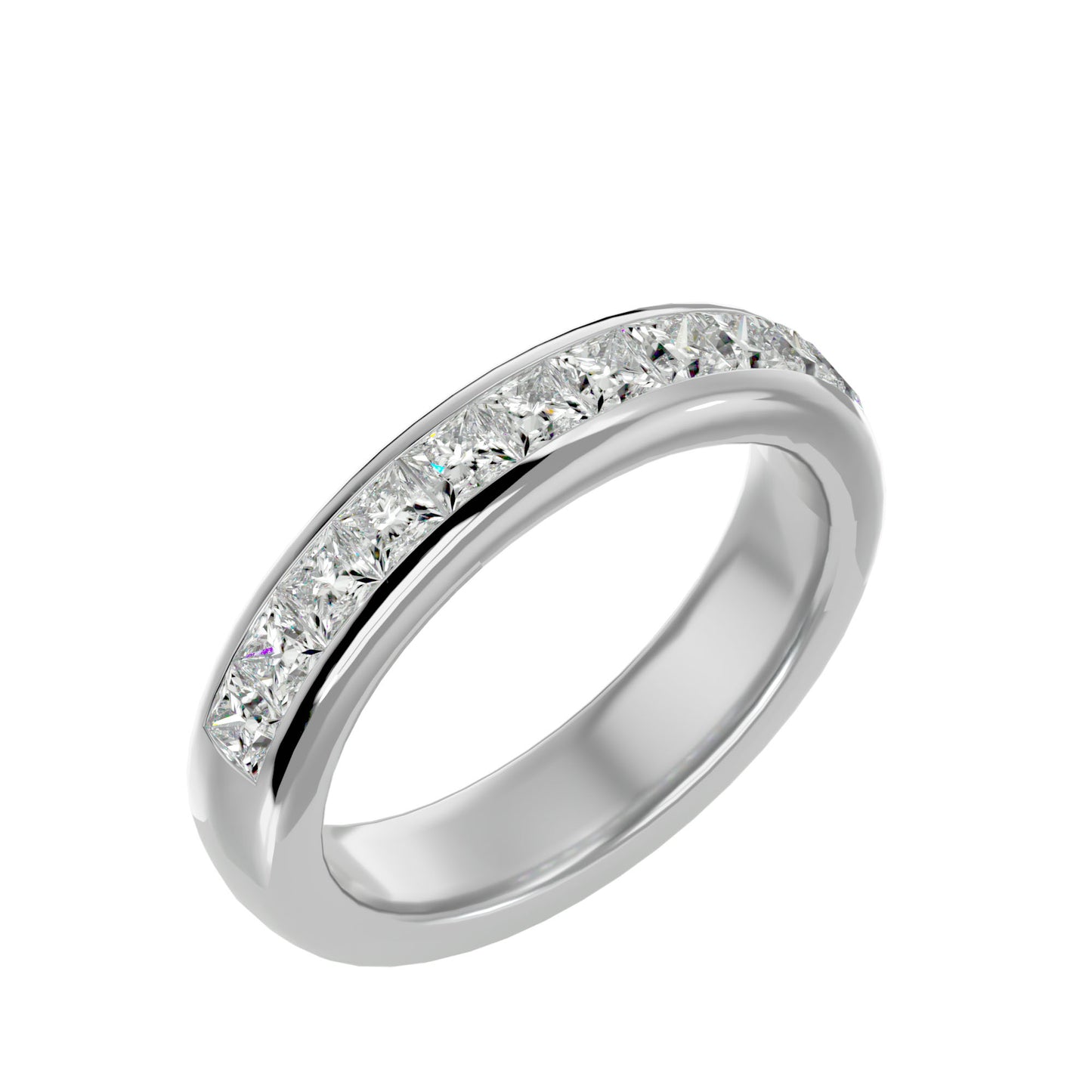 Bold princess channel half diamond eternity ring