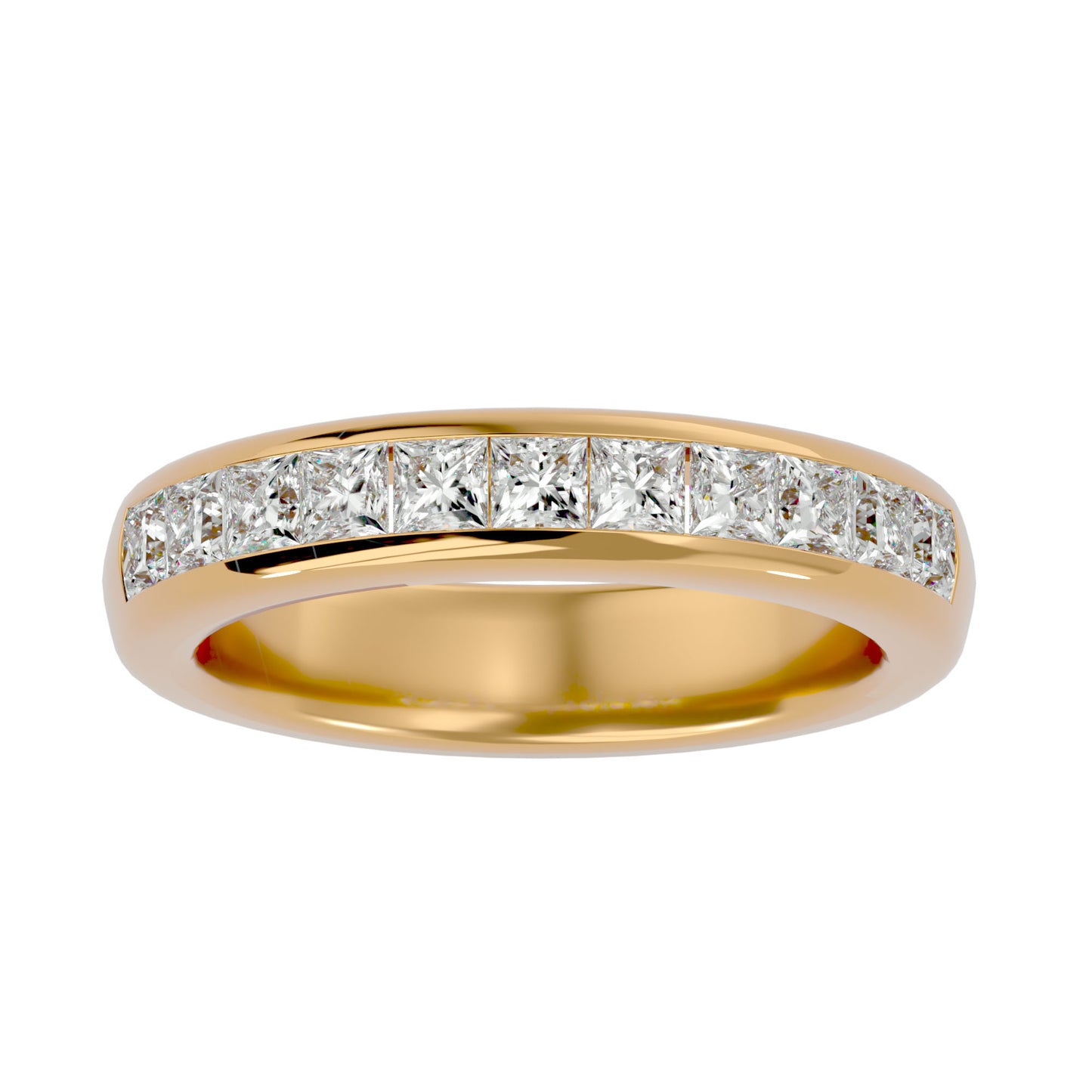 Bold princess channel half diamond eternity ring