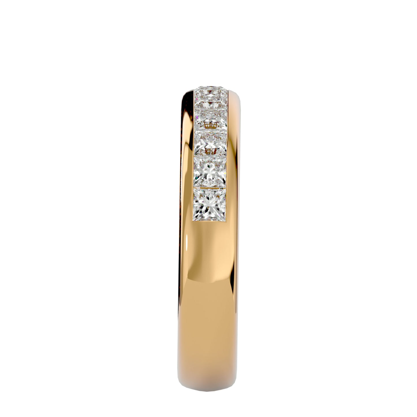 Bold princess channel half diamond eternity ring