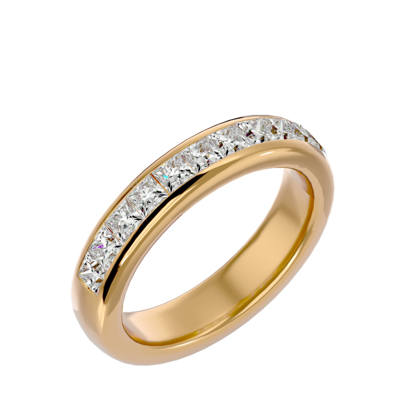 Bold princess channel half diamond eternity ring