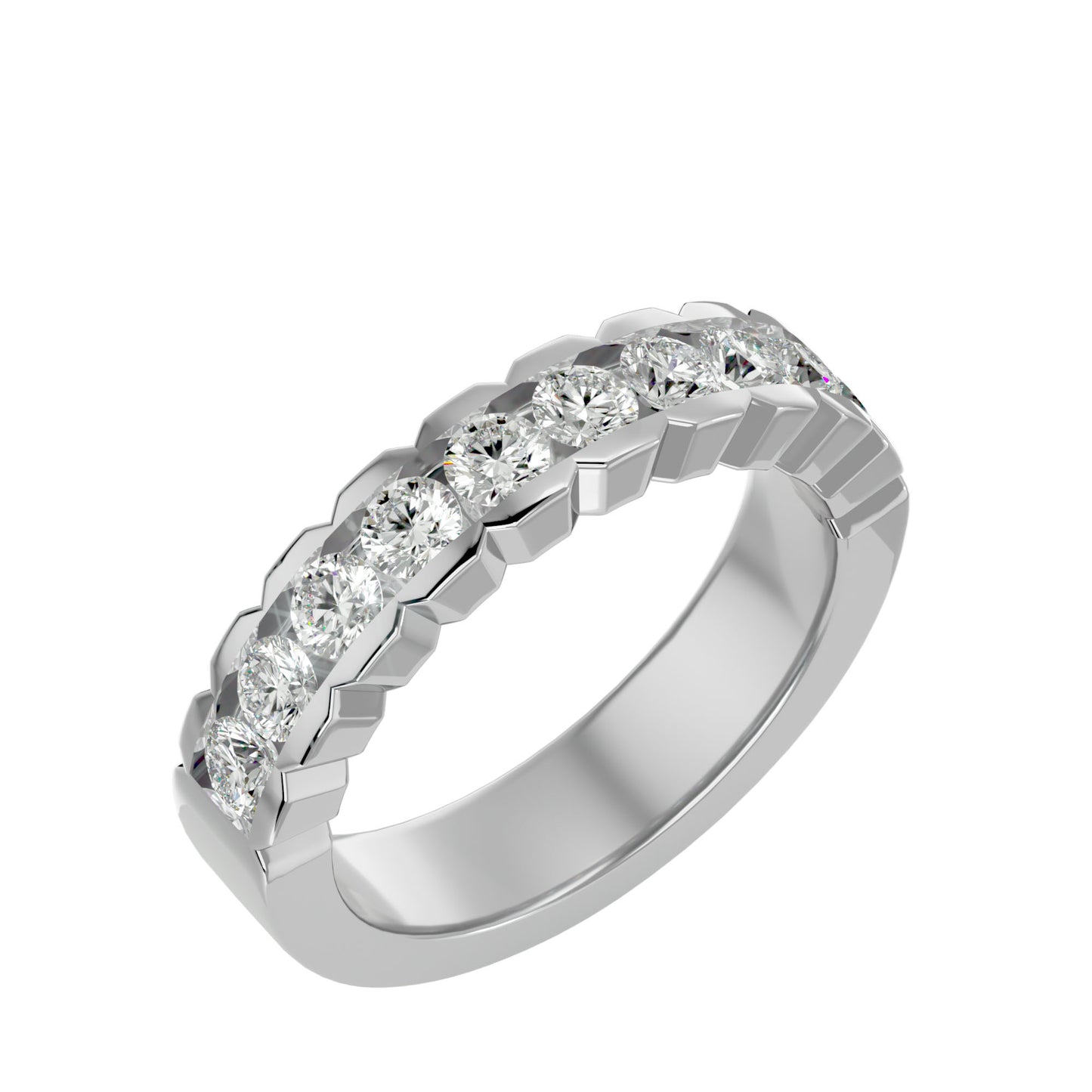 Cutwork allen diamond half eternirty ring