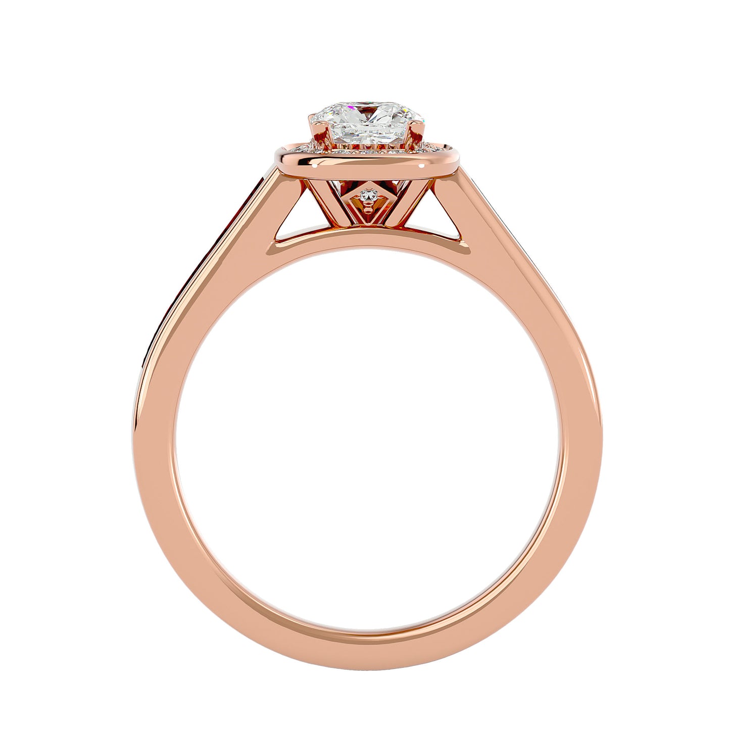 The Myia halo tapered engagement ring