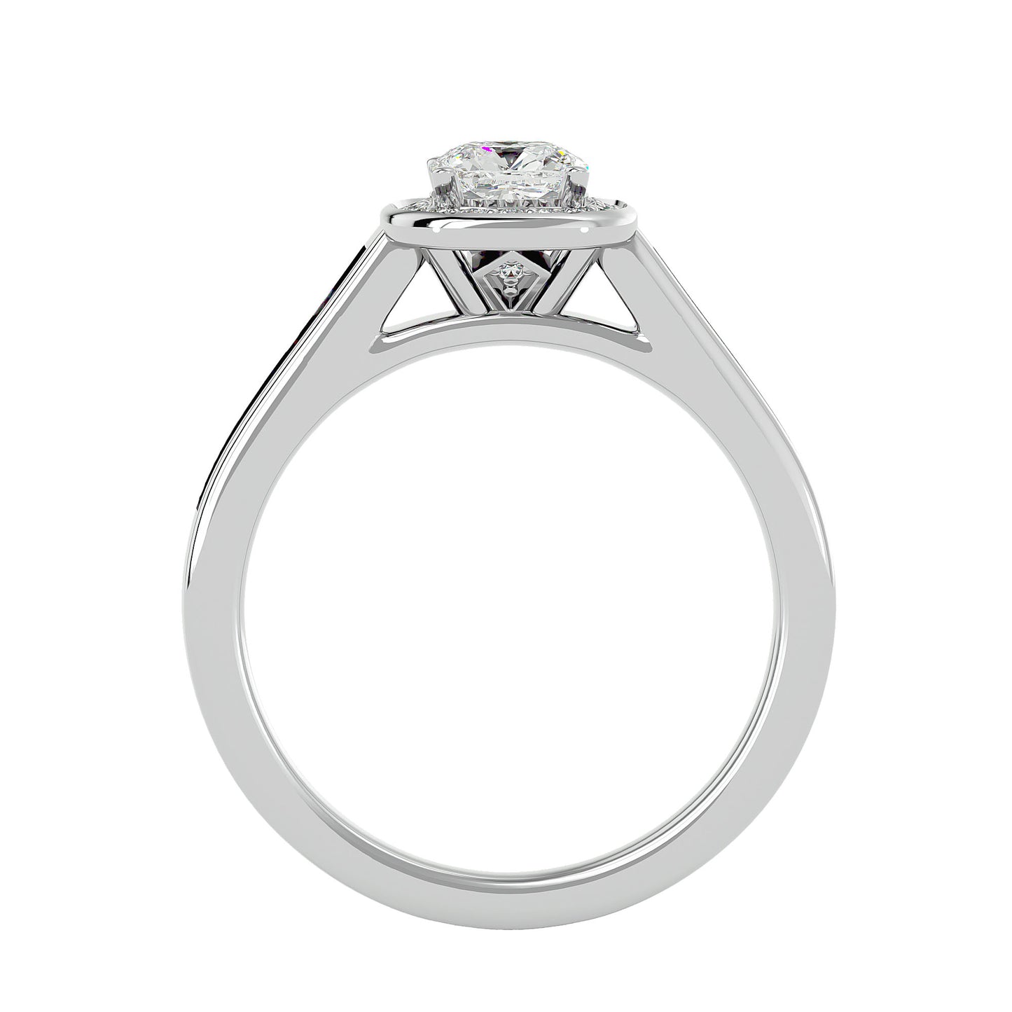 The Myia halo tapered engagement ring