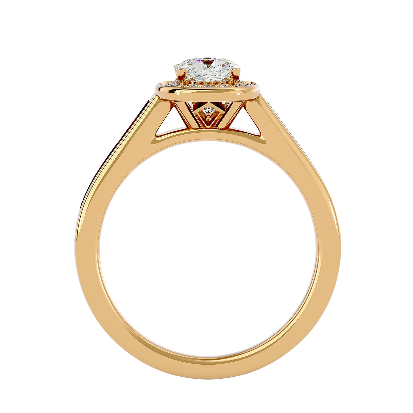 The Myia halo tapered engagement ring