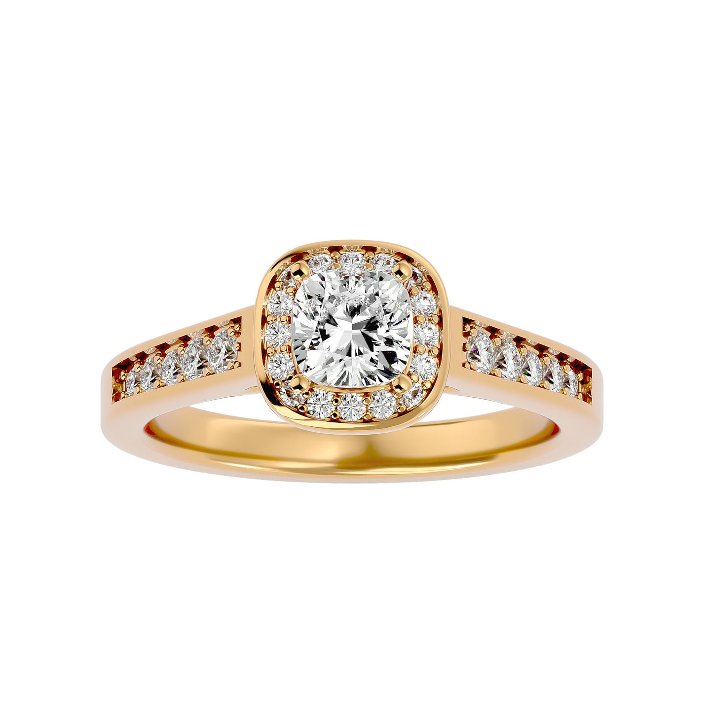 The Myia halo tapered engagement ring
