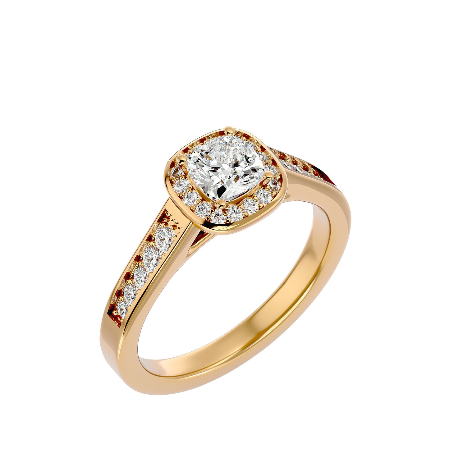 The Myia halo tapered engagement ring