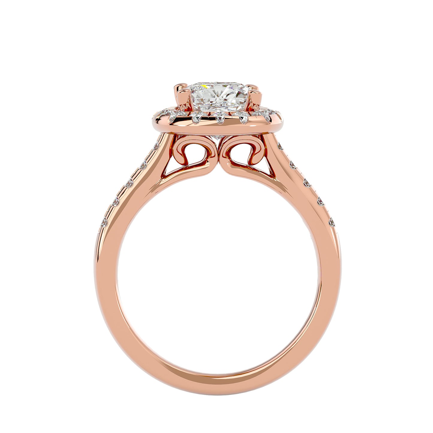 Marie halo diamond engagement ring