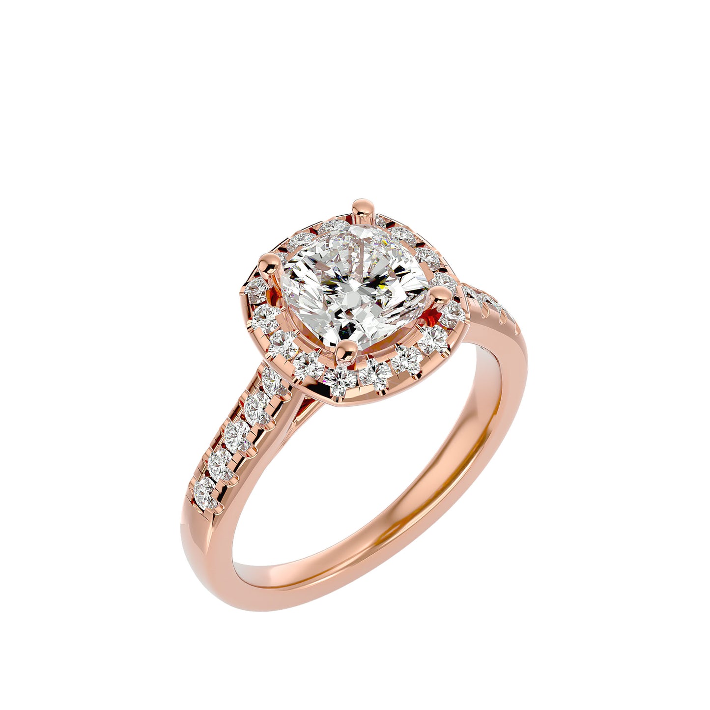 Marie halo diamond engagement ring