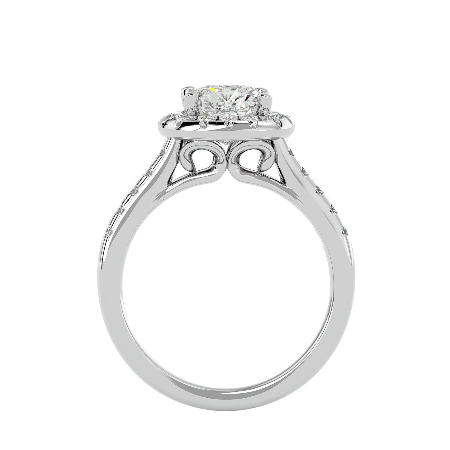 Marie halo diamond engagement ring