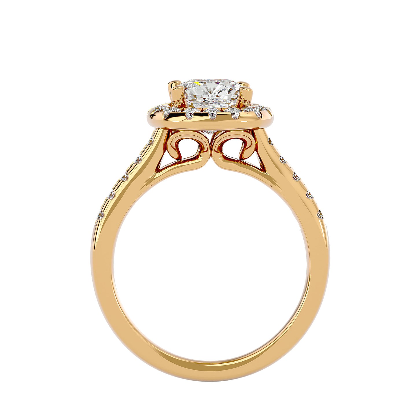 Marie halo diamond engagement ring