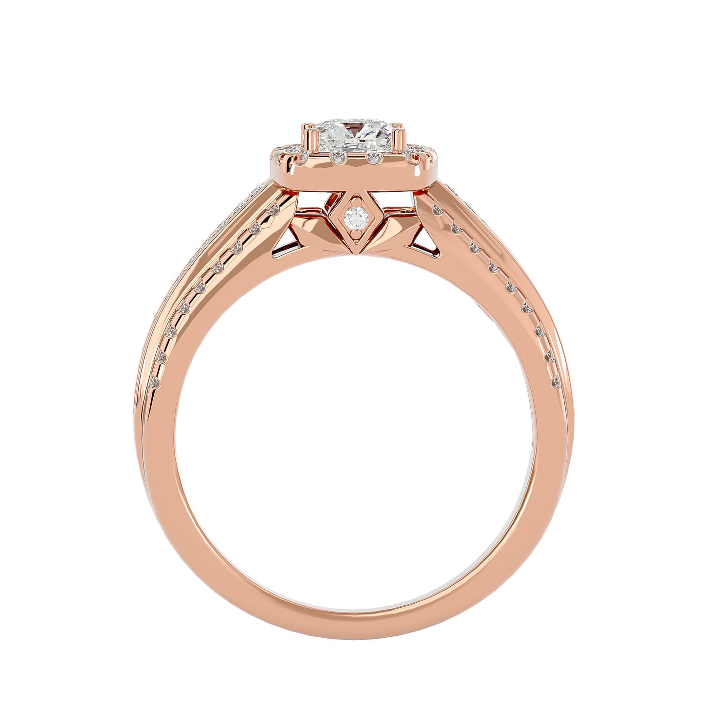 Cushion channel setting diamond engagement ring
