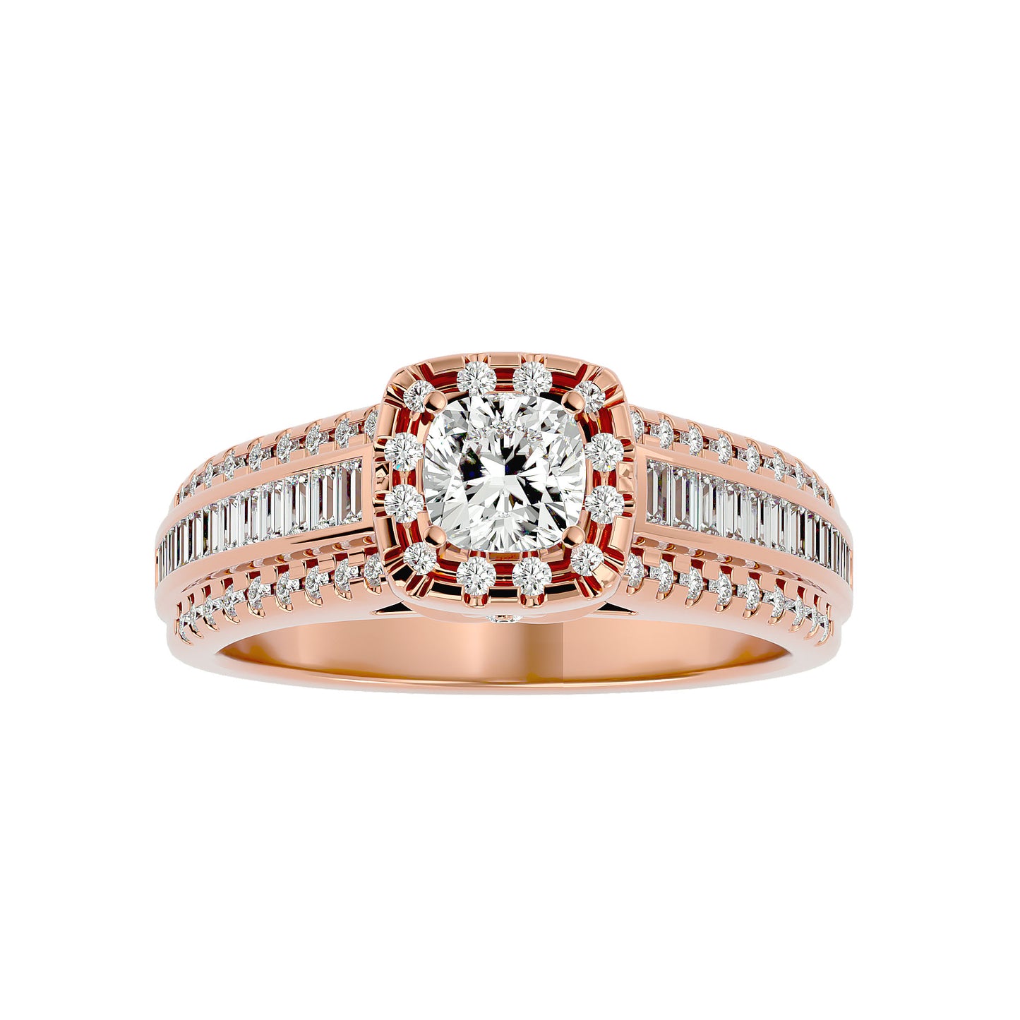 Cushion channel setting diamond engagement ring