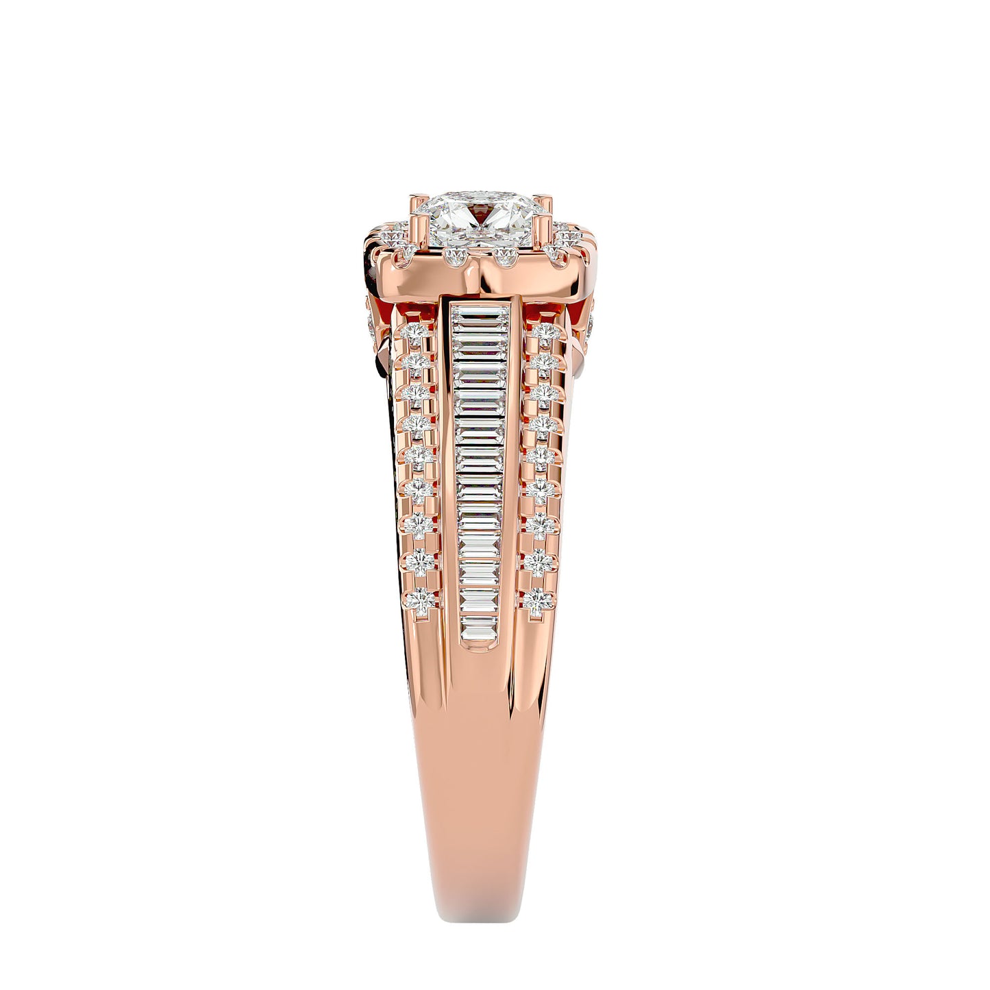 Cushion channel setting diamond engagement ring