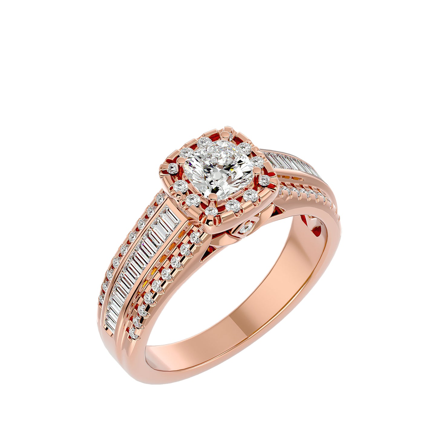 Cushion channel setting diamond engagement ring
