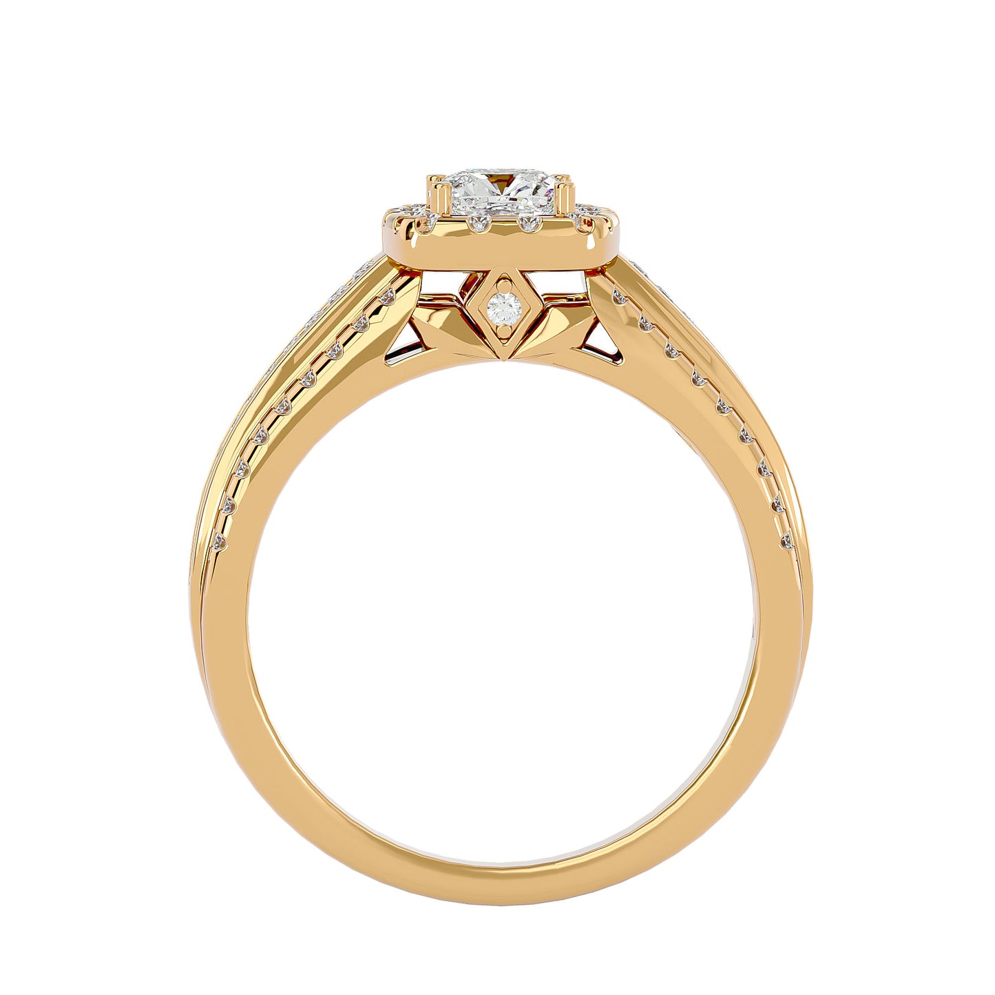 Cushion channel setting diamond engagement ring