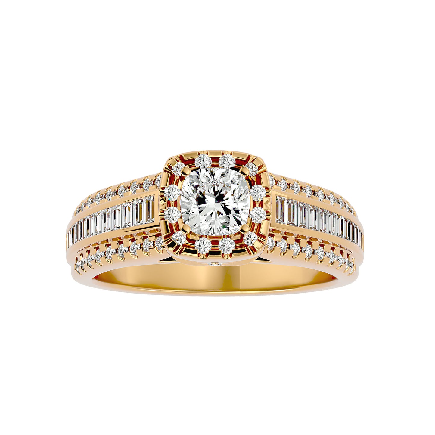Cushion channel setting diamond engagement ring