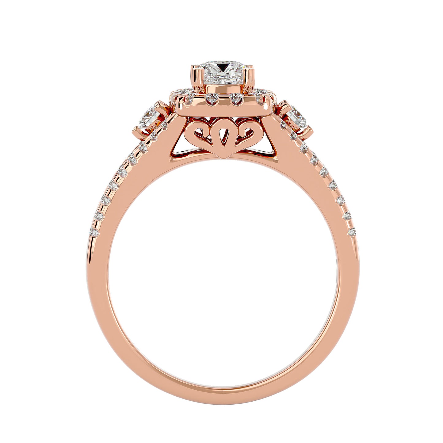 Lyra halo diamond engagement ring