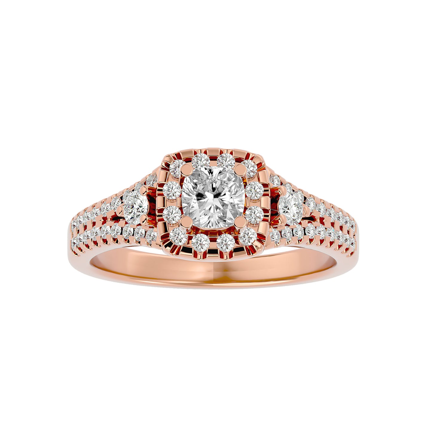 Lyra halo diamond engagement ring