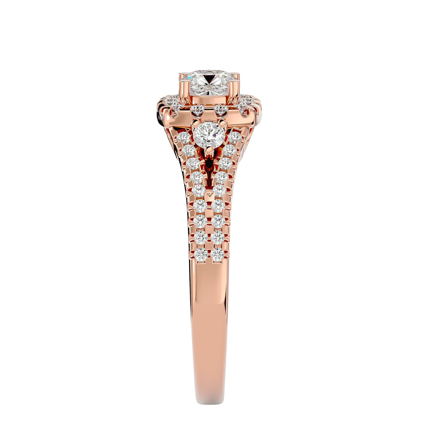 Lyra halo diamond engagement ring