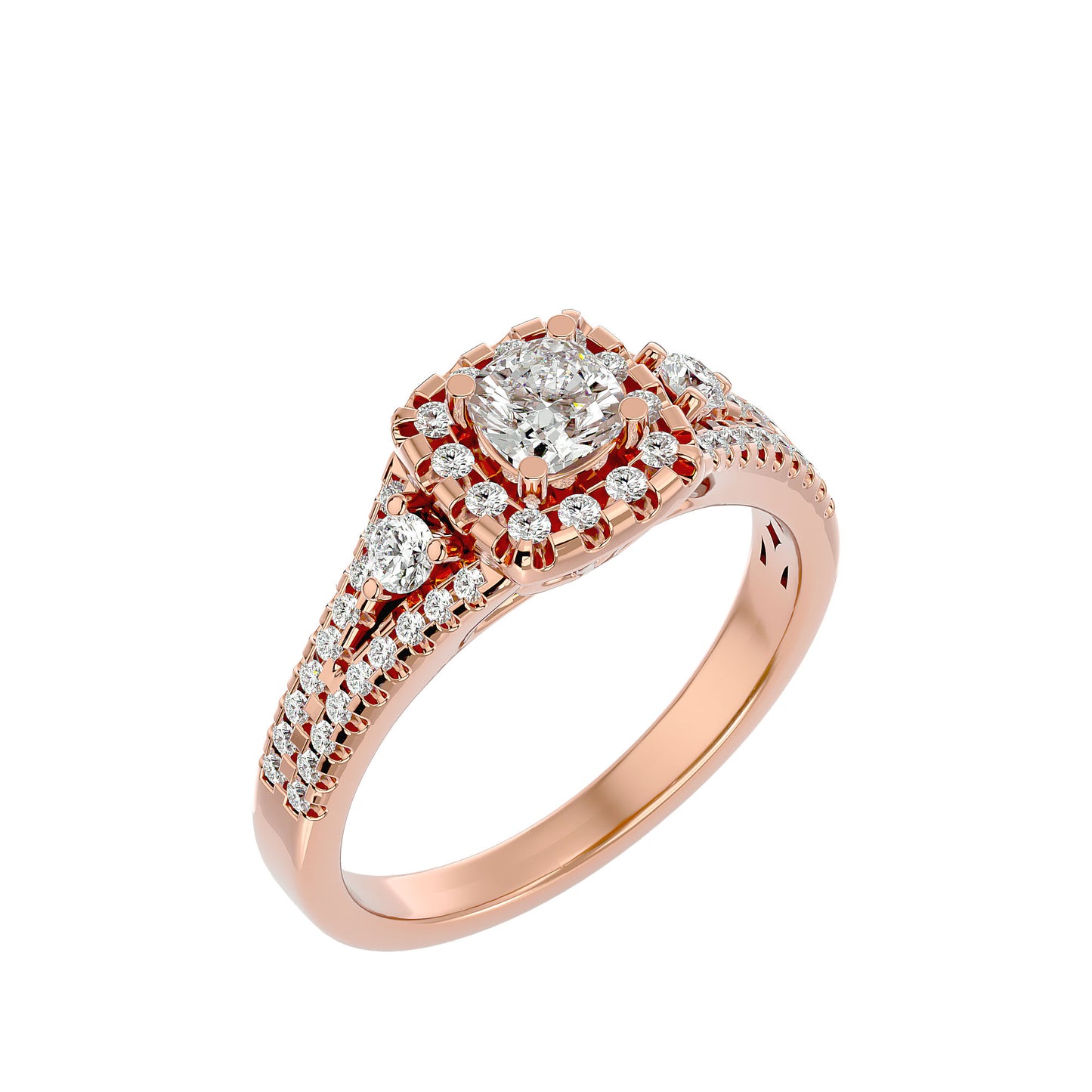 Lyra halo diamond engagement ring