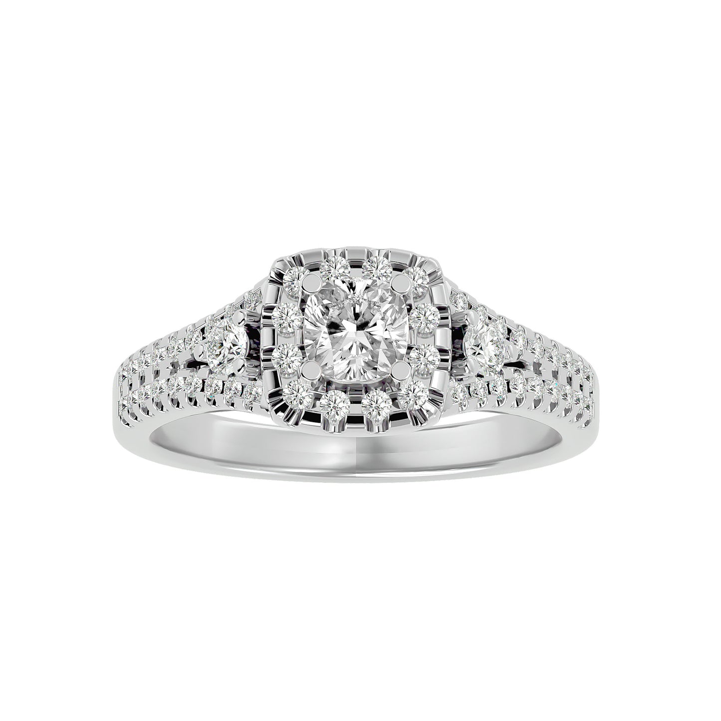Lyra halo diamond engagement ring
