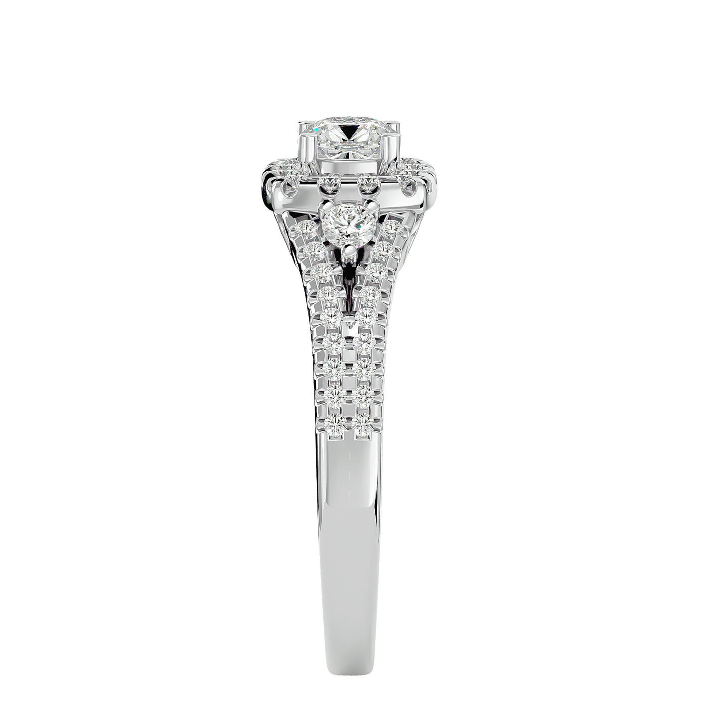 Lyra halo diamond engagement ring