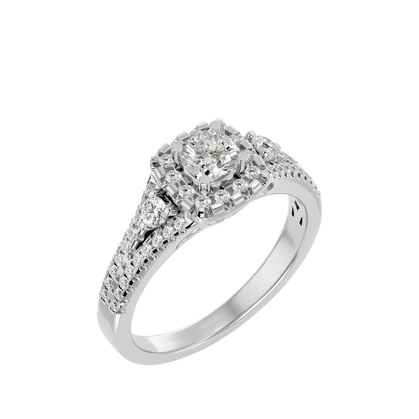 Lyra halo diamond engagement ring