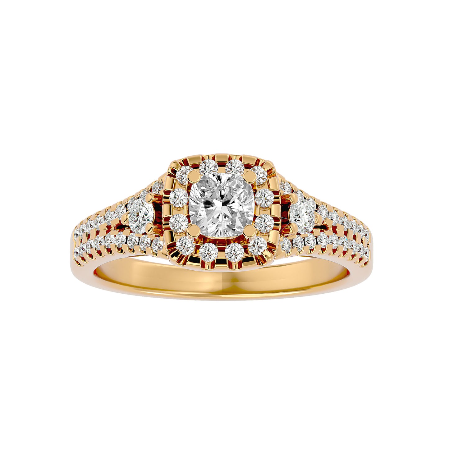 Lyra halo diamond engagement ring