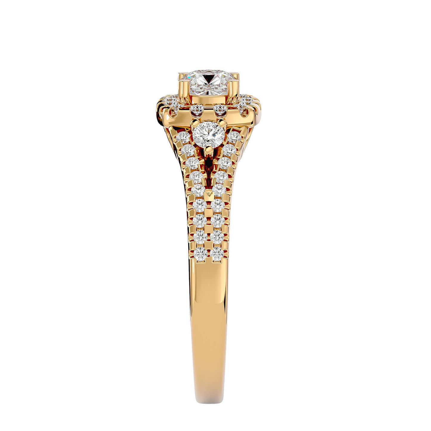 Lyra halo diamond engagement ring