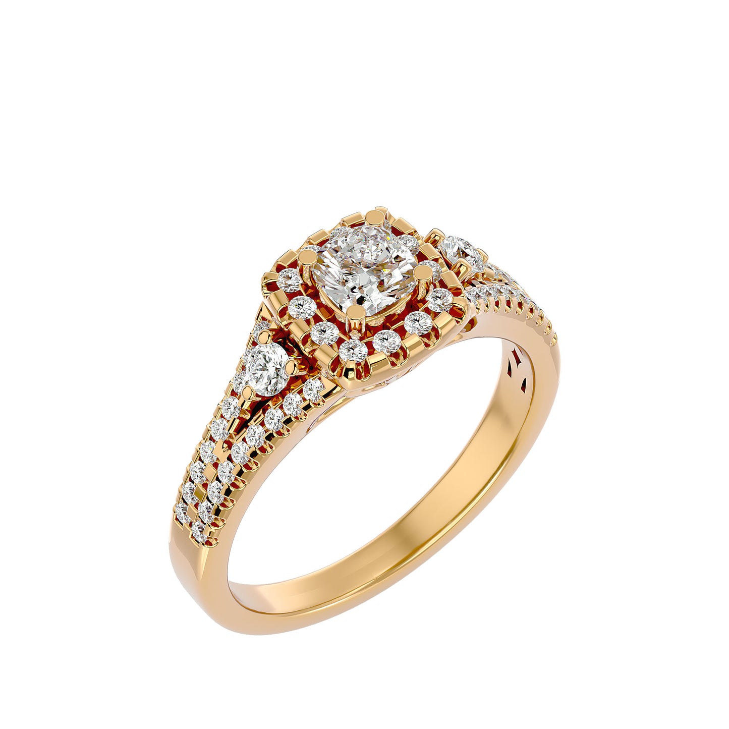 Lyra halo diamond engagement ring