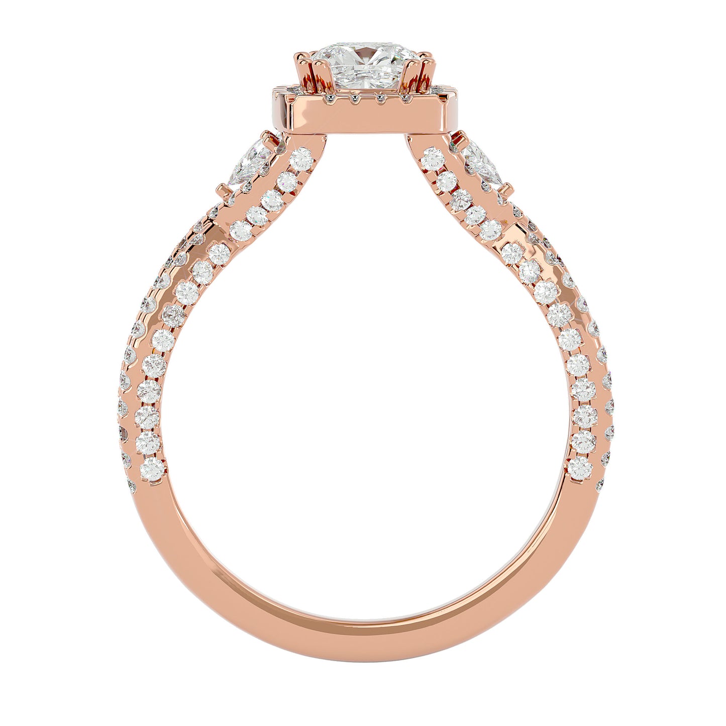 Side trillion diamond engagement ring