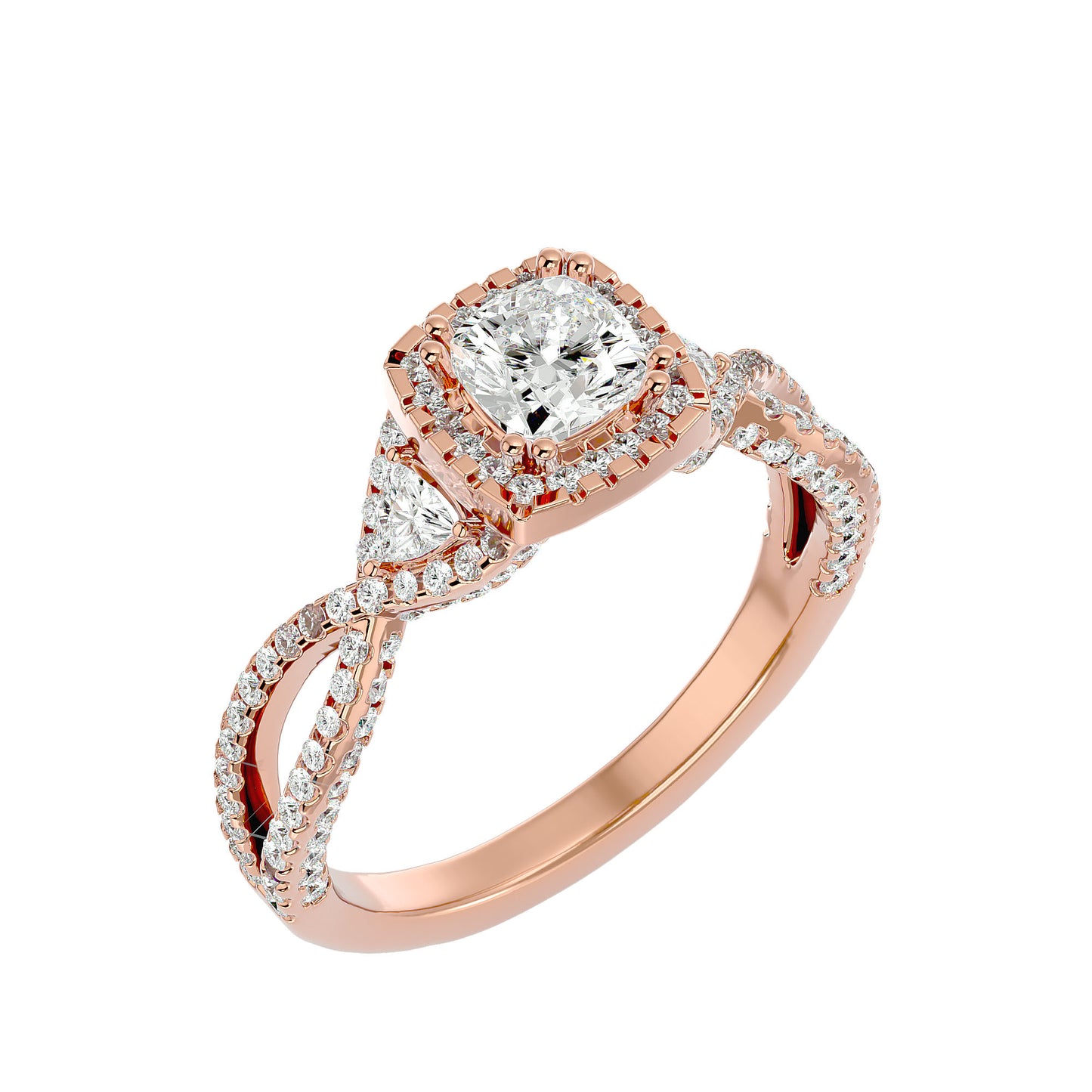 Side trillion diamond engagement ring