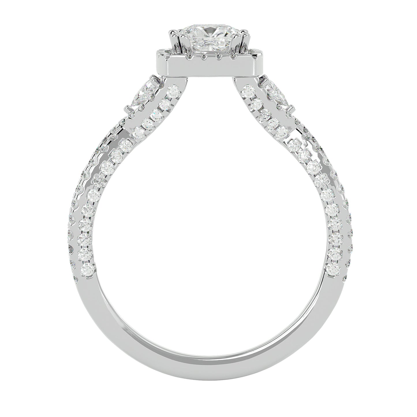 Side trillion diamond engagement ring