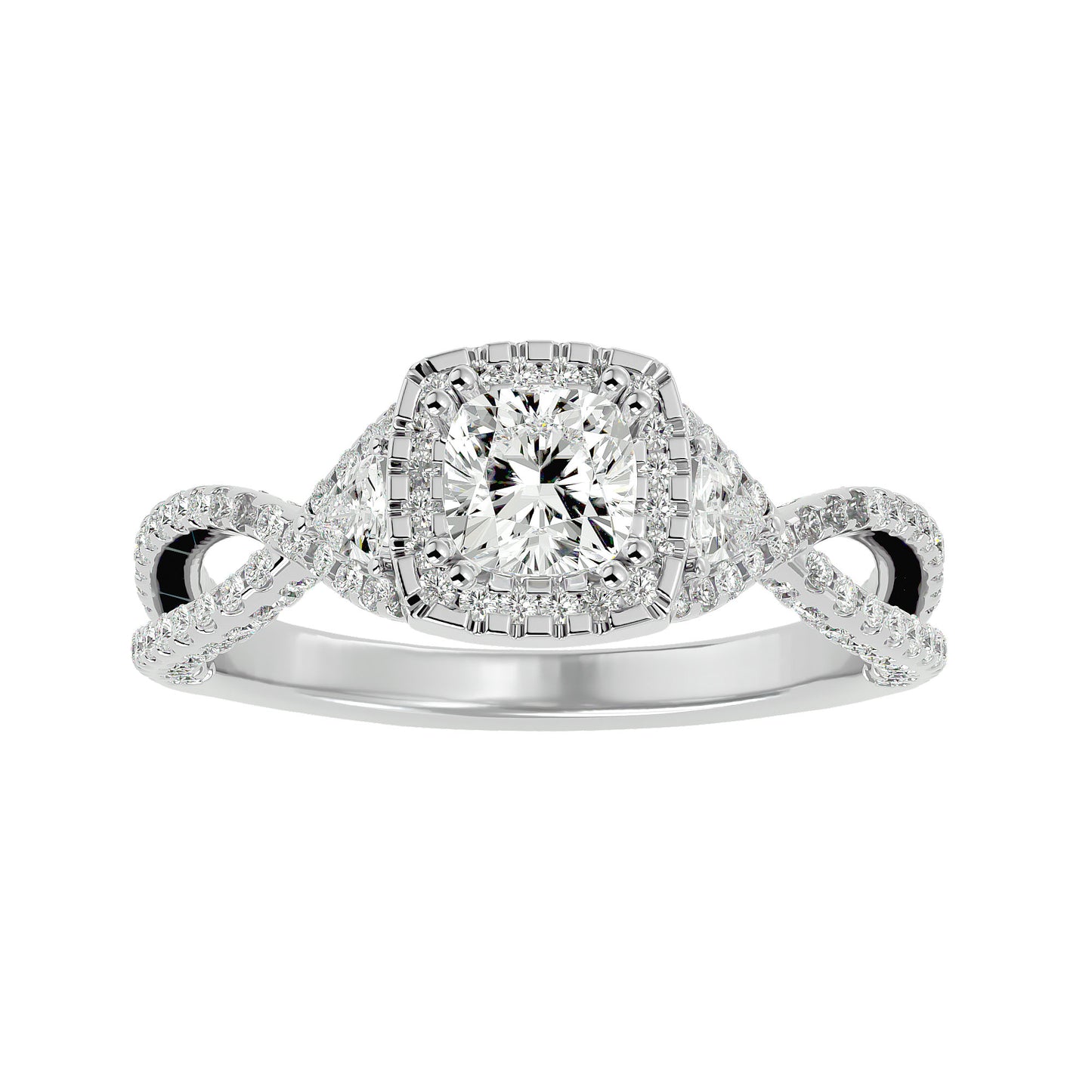 Side trillion diamond engagement ring