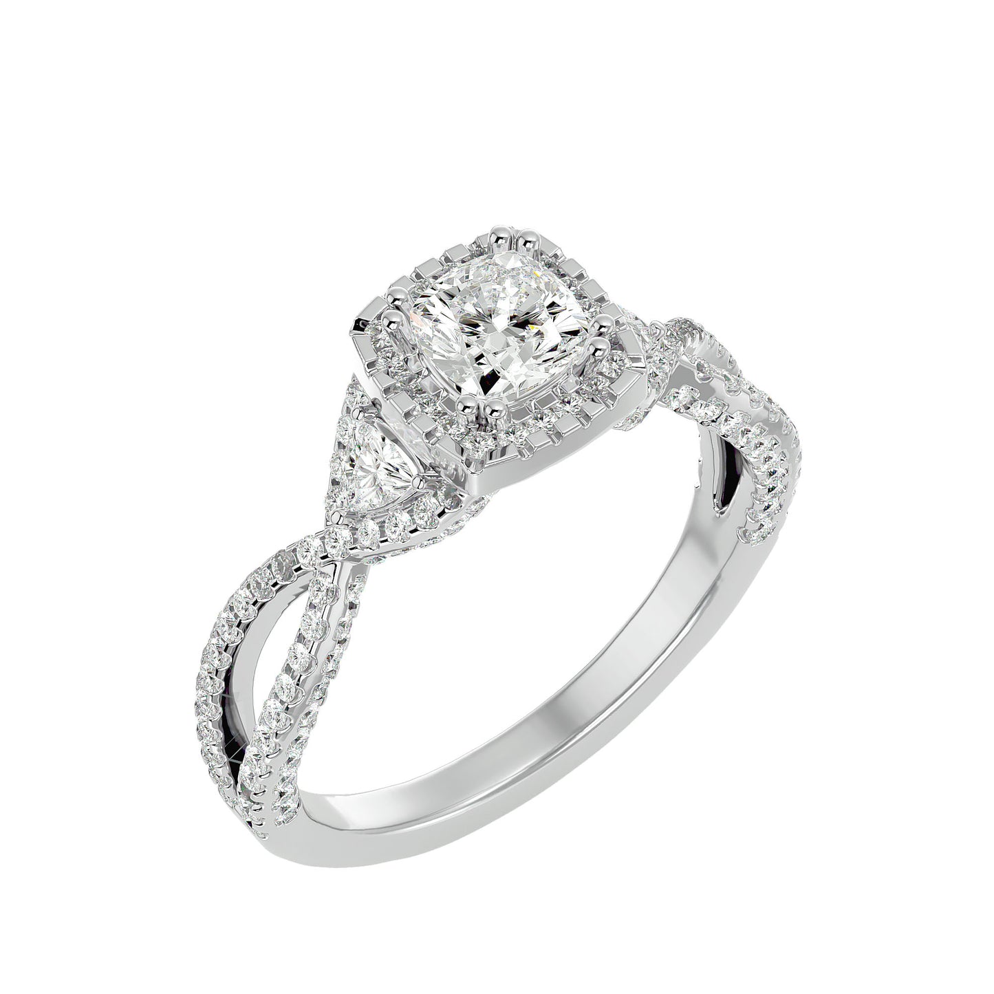 Side trillion diamond engagement ring