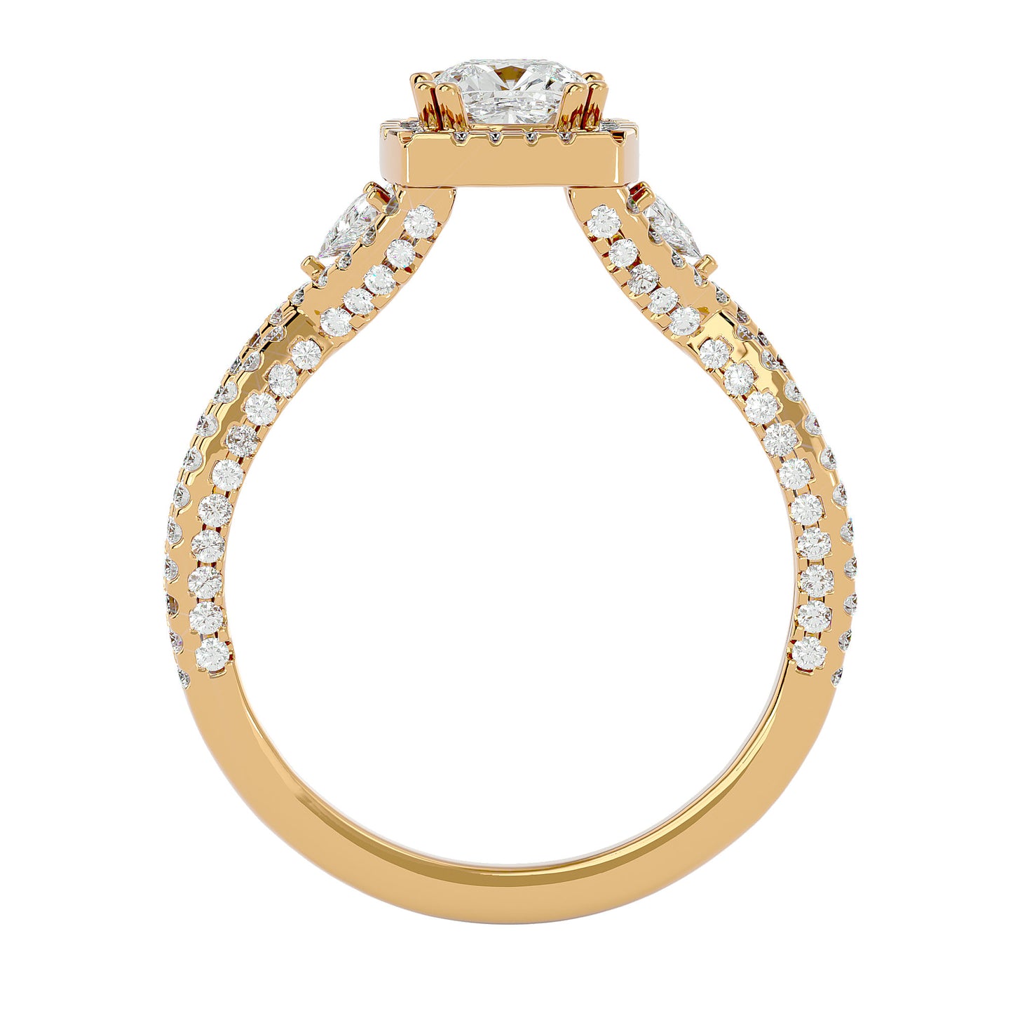 Side trillion diamond engagement ring