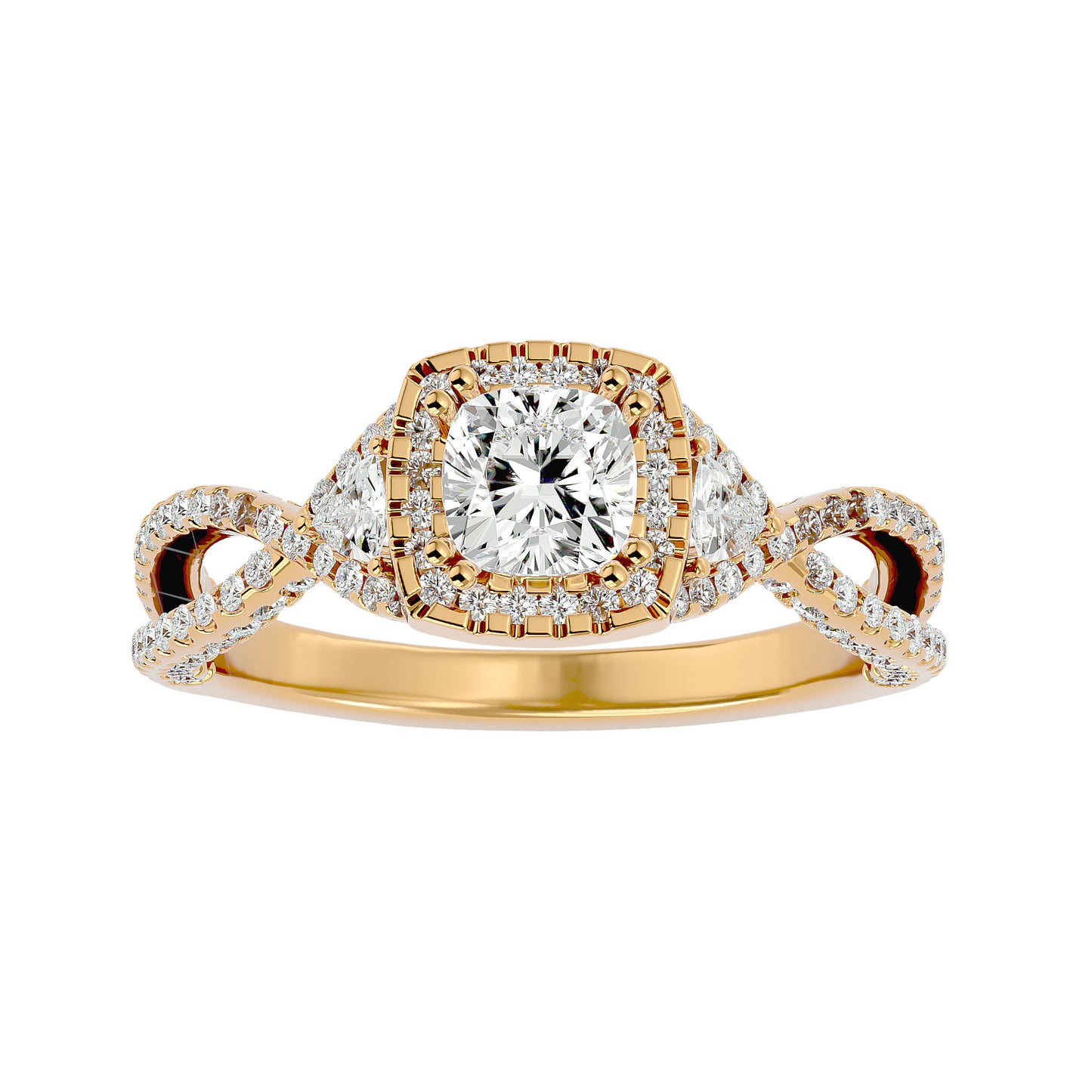 Side trillion diamond engagement ring