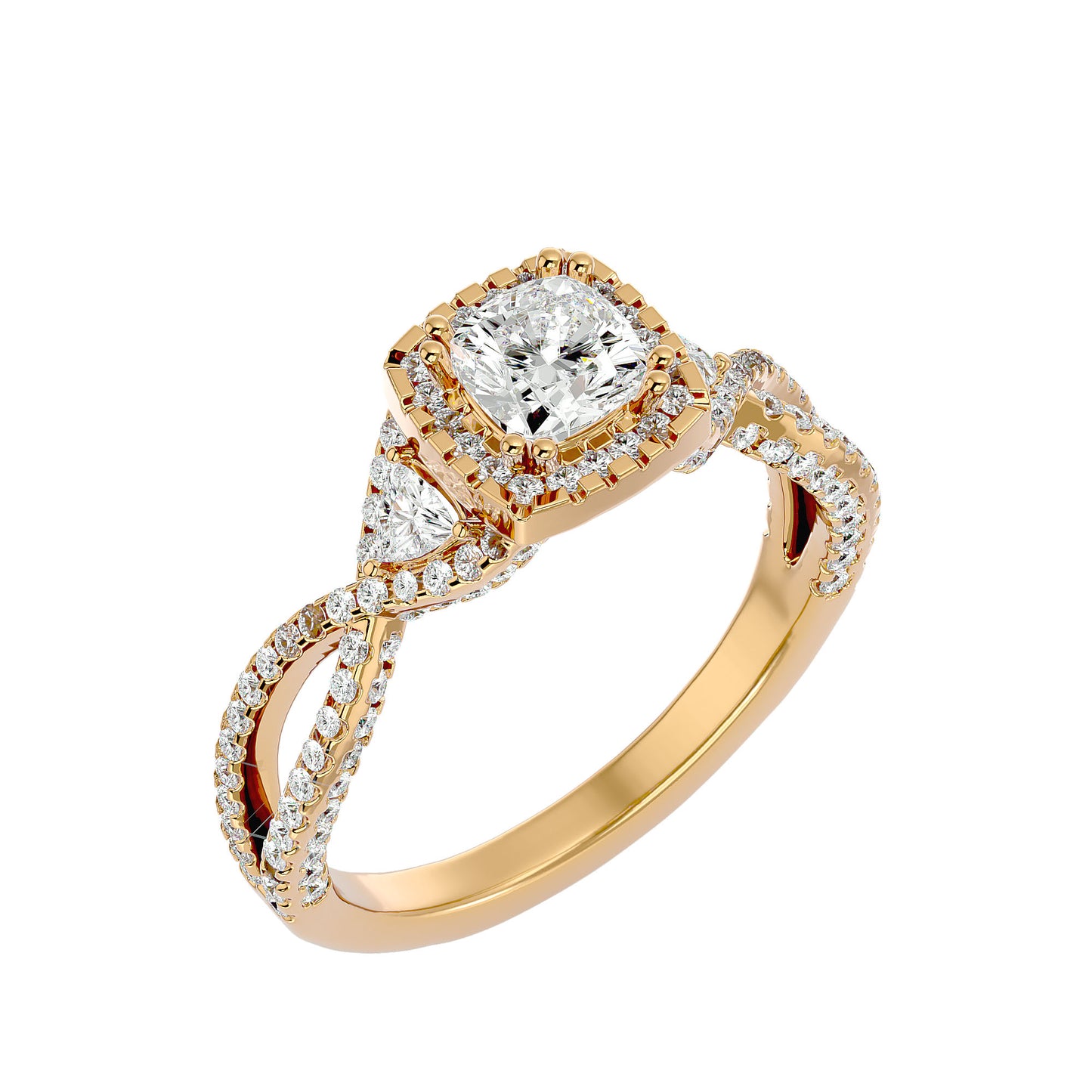 Side trillion diamond engagement ring