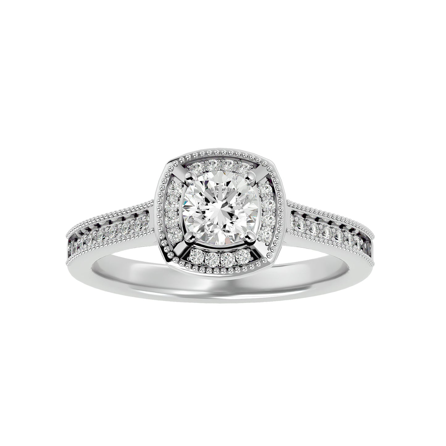 The Benette vintage halo diamond engagement ring