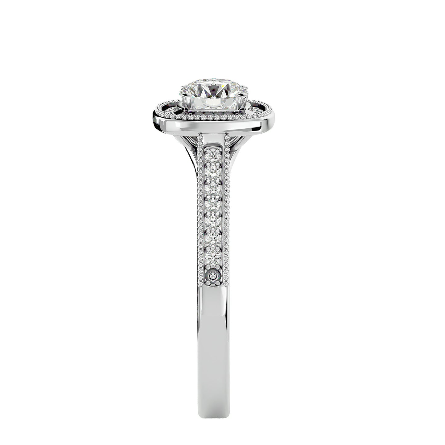 The Benette vintage halo diamond engagement ring