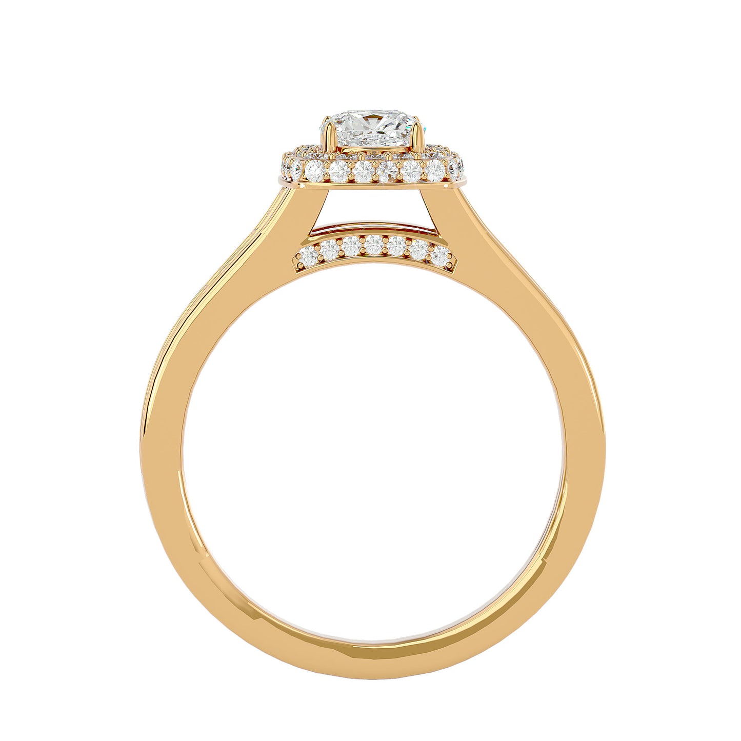 Split shank halo diamond engagement ring