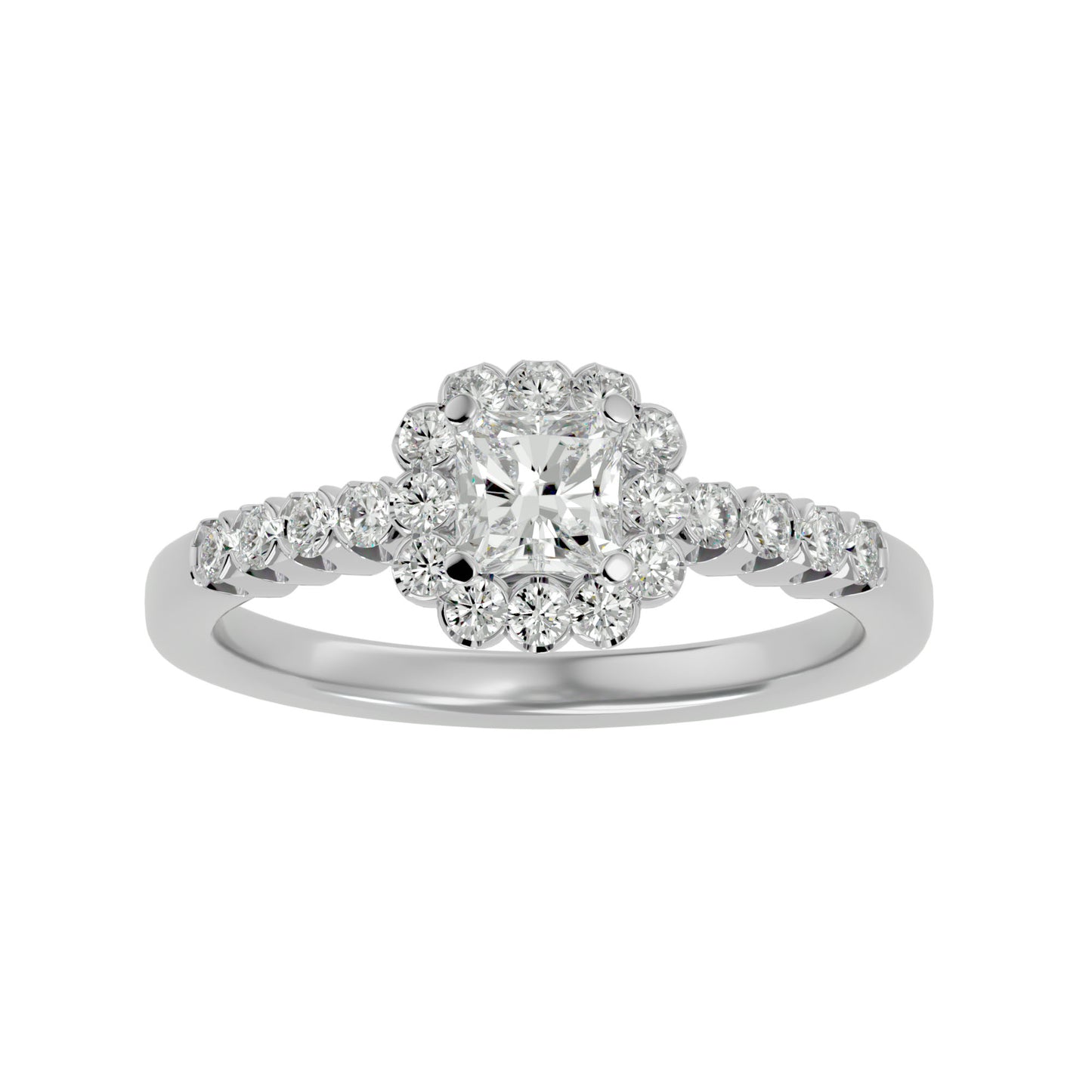 Genelia halo diamond engagement ring