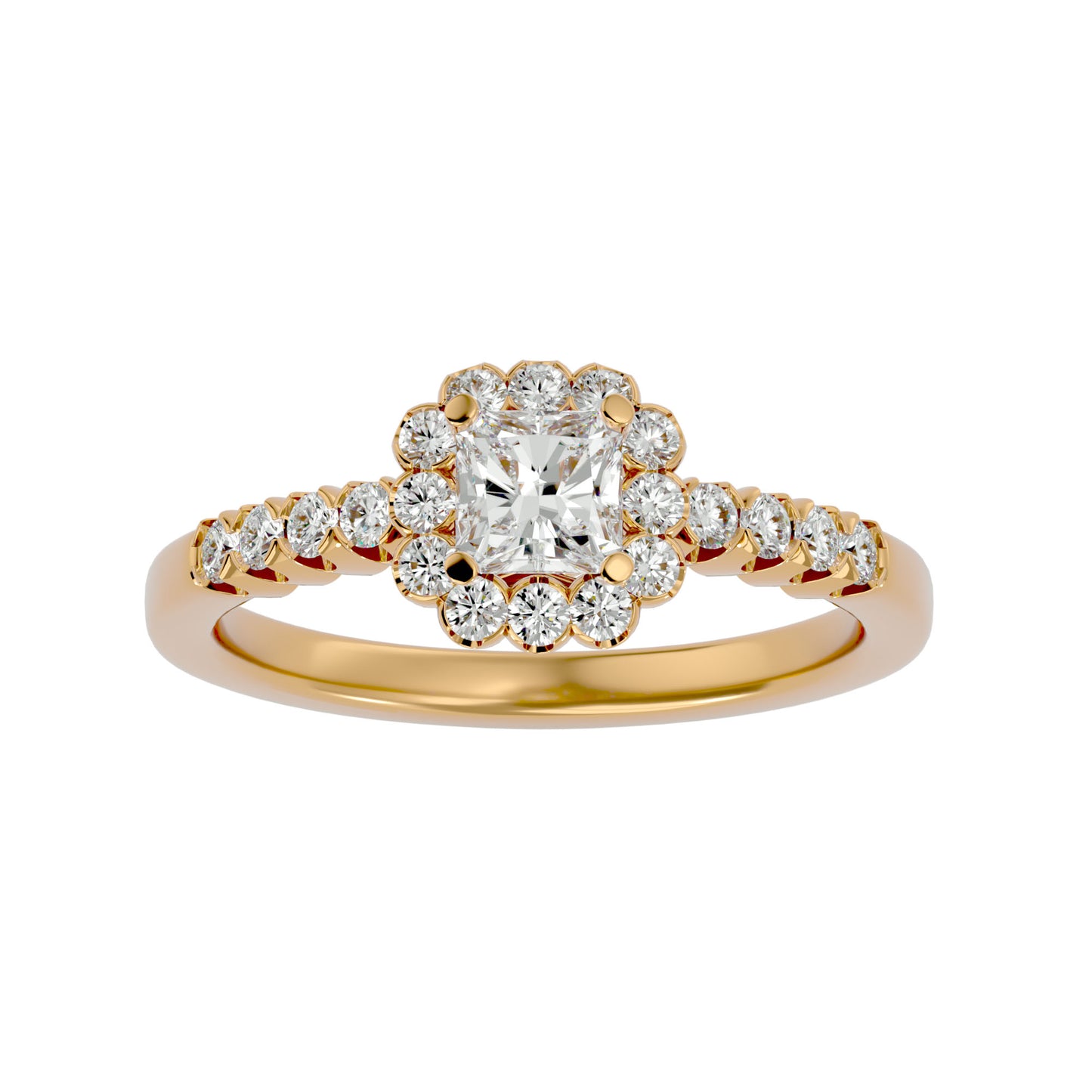 Genelia halo diamond engagement ring