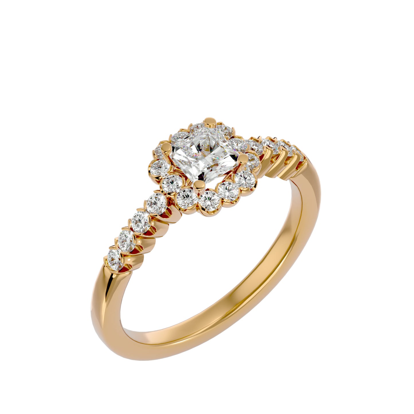 Genelia halo diamond engagement ring