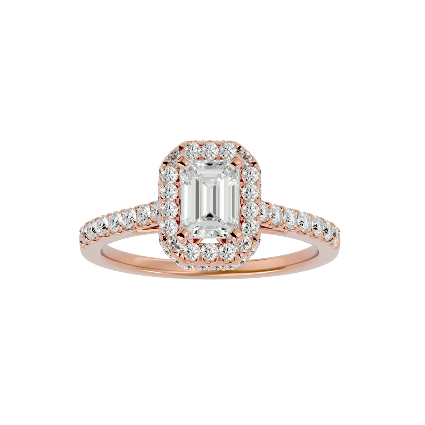 Erica emerald halo diamond engagement ring